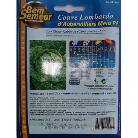 Couve Lombarda d'Aubervilliers Meio Pé 10gr