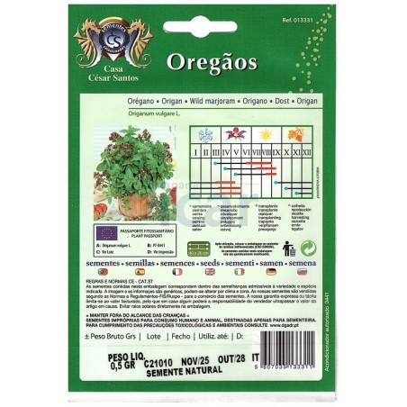 Sementes de Oregãos 0,5gr